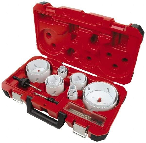 Milwaukee Tool - 19 Piece, 3/4" to 4-3/4" Saw Diam, Master Electrician's Hole Saw Kit - Bi-Metal, Toothed Edge, Pilot Drill Model No. 49-56-8010, Includes 14 Hole Saws - A1 Tooling