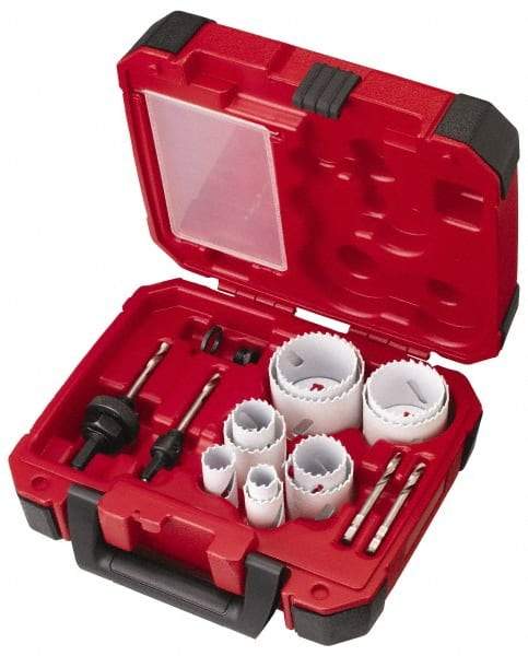 Milwaukee Tool - 15 Piece, 3/4" to 2-1/2" Saw Diam, General Purpose Hole Saw Kit - Bi-Metal, Toothed Edge, Pilot Drill Model No. 49-56-8010, Includes 11 Hole Saws - A1 Tooling