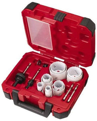 Milwaukee Tool - 15 Piece, 3/4" to 2-1/2" Saw Diam, General Purpose Hole Saw Kit - Bi-Metal, Toothed Edge, Pilot Drill Model No. 49-56-8010, Includes 11 Hole Saws - A1 Tooling