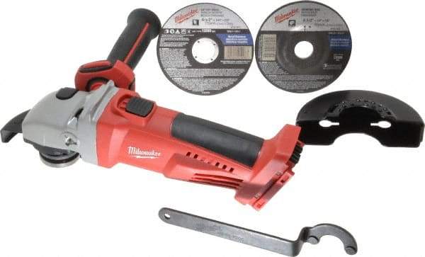 Milwaukee Tool - 4-1/2" Wheel Diam, 8,000 RPM, Cordless Cutoff & Cutoff-Grinder Tool - Right Angle Handle - A1 Tooling