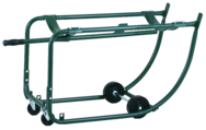 Drum Cradle - 1"O.D. x 14 Gauge Steel Tubing - For 55 Gallon drums - Bung Drain 18-7/8" off floor - 5" Rubber wheels - 3" Rubber casters - A1 Tooling