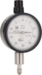 Mitutoyo - 1/8" Range, 0-25-0 Dial Reading, 0.0005" Graduation Dial Drop Indicator - 1-5/8" Dial, 0.05" Range per Revolution, 0.0005" Accuracy, Revolution Counter - A1 Tooling