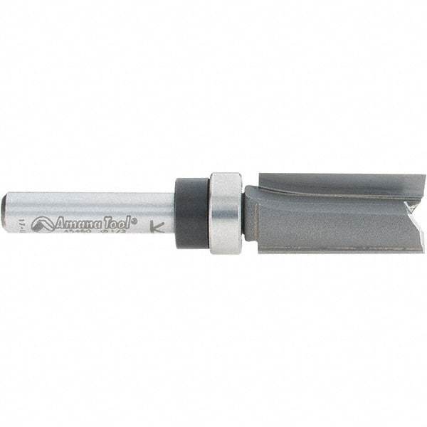 Amana Tool - 1/2" Cut Diam, 1" Length of Cut, 2 Flute Pattern-Cutting Edge Profile Router Bit - Carbide-Tipped, 1/4" Shank Diam, 2-1/2" OAL, Uncoated - A1 Tooling