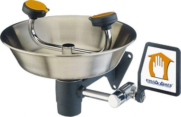 PRO-SAFE - Wall Mount, Stainless Steel Bowl, Eye & Face Wash Station - 1/2" Inlet, 30 psi Flow, 3 GPM Flow Rate - A1 Tooling