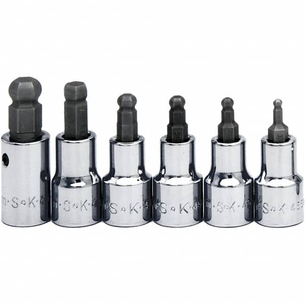 SK - 6 Piece 3/8" Drive Inch Ball Hex Bit Socket Set - 5/32 to 3/8" Hex - A1 Tooling