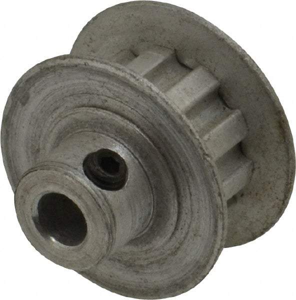 Power Drive - 10 Tooth, 3/16" Inside x 0.617" Outside Diam, Hub & Flange Timing Belt Pulley - 1/4" Belt Width, 0.637" Pitch Diam, 0.438" Face Width, Aluminum - A1 Tooling