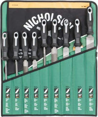 Nicholson - 9 Piece American Pattern File Set - 6", 8", 10", 12" Long, Bastard Coarseness, Set Includes Flat, Half Round, Mill, Round, Slim Taper - A1 Tooling