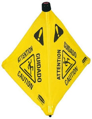 Rubbermaid - Caution, 21" Wide x 20" High, Plastic Floor Sign - POP-UP, Black on Yellow, For Accident Prevention - A1 Tooling