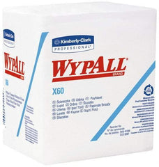 WypAll - X60 1/4 Fold Shop Towel/Industrial Wipes - Poly Pack, 12-1/2" x 12" Sheet Size, White - A1 Tooling