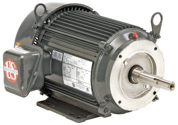 US Motors - 10 hp, TEFC Enclosure, No Thermal Protection, 1,760 RPM, 230/460 Volt, 60 Hz, Three Phase Premium Efficient Motor - Size 215 Frame, Rigid Mount, 1 Speed, Ball Bearings, 23.8/11.9 Full Load Amps, F Class Insulation, Reversible - A1 Tooling