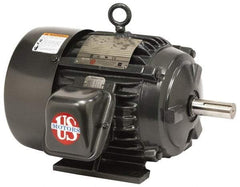 US Motors - 15 hp, TEFC Enclosure, No Thermal Protection, 1,775 RPM, 200 Volt, 60 Hz, Three Phase Premium Efficient Motor - Size 254 Frame, Rigid Mount, 2 Speed, Ball Bearings, 43 Full Load Amps, F Class Insulation, Reversible - A1 Tooling