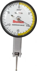 Starrett - 0.03 Inch Range, 0.0005 Inch Dial Graduation, Horizontal Dial Test Indicator - 1-3/8 Inch White Dial, 0-15-0 Dial Reading - A1 Tooling