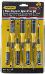 General - 7 Piece Phillips, Slotted & Torx Screwdriver Set - Bit Sizes: Philips #00 to #1, Torx T6 - A1 Tooling