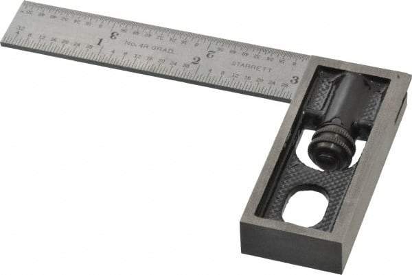 Starrett - 4 Inch Long, 4R Double Square - 1/64, 1/32, 1/16 and 1/8 Inch Graduation, Hardened Steel - A1 Tooling