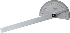 Starrett - 6 Inch Long Blade, 180° Max Measurement, 1° Dial Graduation, Half Round Head Protractor - 0 to 180 Dial Range - A1 Tooling