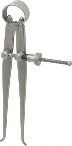 Starrett - 4 Inch Leg, Spring Joint, Steel, Polished, Inside Caliper - 4 Inch Max Measurement, 100mm Max Measurement, Flat Leg with Quick Nut Adjustment - A1 Tooling