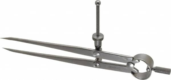 Starrett - 6 Inch Leg, Spring Joint, Steel, Polished, Divider - 6 Inch Max Measurement, 150mm Max Measurement, Flat Leg with Quick Nut Adjustment - A1 Tooling