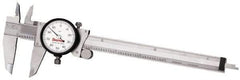 Starrett - 0mm to 300mm Range, 0.02 mm Graduation, 2mm per Revolution, Dial Caliper - Yellow Face, 2-1/2" Jaw Length, Accurate to 0.03mm/4mm - A1 Tooling