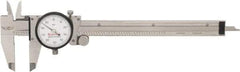 Starrett - 0" to 6" Range, 0.001" Graduation, 0.1" per Revolution, Dial Caliper - White Face, 1-1/2" Jaw Length, Accurate to 0.0010" - A1 Tooling