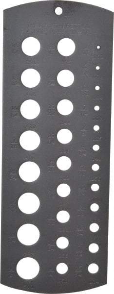 Starrett - 1/16 Inch to 1/2 Inch Hole Size Drill Gage - 6-1/4 Inch Long, 2-5/16 Inch Wide, 29 Holes - A1 Tooling