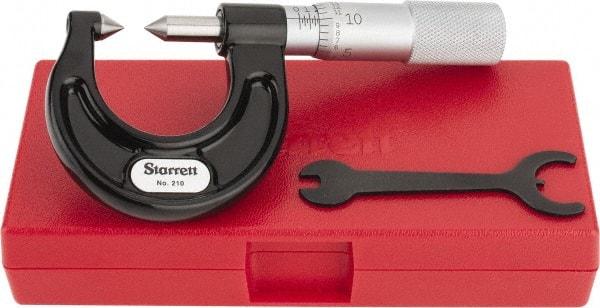 Starrett - 0 to 7/8" Range, Mechanical Screw Thread Micrometer - Plain Thimble, 0.001" Graduation, 0.004mm Accuracy - A1 Tooling