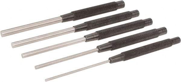 Starrett - 5 Piece, 1/8 to 3/8", Pin Punch Set - Round Shank, Comes in Plain Box - A1 Tooling