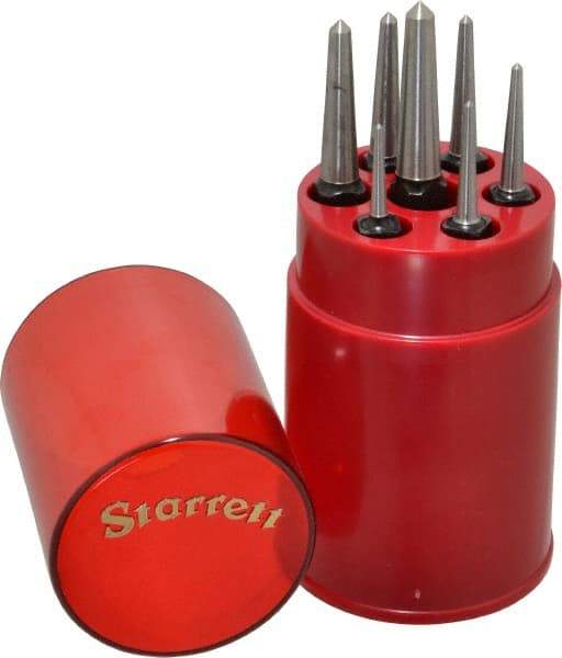 Starrett - 7 Piece, 1/16 to 1/4", Center Punch Set - Square Shank, Comes in Round Plastic Container - A1 Tooling