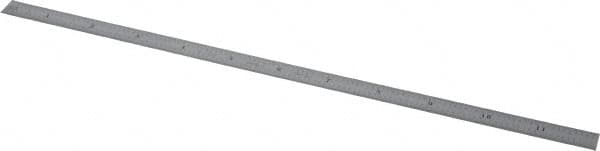 Starrett - 12" Long, 1/100, 1/64, 1/50, 1/32" Graduation, Flexible Steel Rule - 16R Graduation Style, 1/2" Wide, Silver, Satin Chrome Finish - A1 Tooling