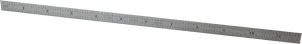 Starrett - 11-3/4" Long, 1/50, 1/10" and 0.5, 1mm Graduation, Flexible Steel Rule - Decimal/Metric Graduation Style, 1/2" Wide, Silver, Satin Chrome Finish - A1 Tooling