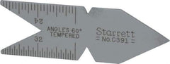 Starrett - 60° Angle, Satin Chrome Coated Steel Center Gage - 1/32 to 1/14 Inch Graduation - A1 Tooling