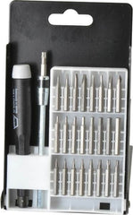 Wiha - 27 Piece, Screwdriver Micro Bit Set - #000, #00, #0 & #1 Phillips, 0.05 to 5/32" Hex, T3 to T15 Torx, 0.06, 0.08, 0.12 & 0.16 Slotted - A1 Tooling