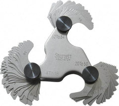 Starrett - 51 Leaf, 4 to 84 TPI Range, Steel Screw Pitch Gage - 60° Thread Angle - A1 Tooling