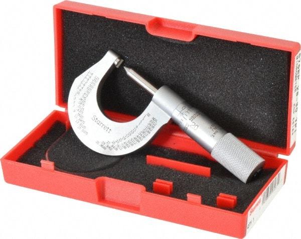 Starrett - 0 to 1" Range, Mechanical Screw Thread Micrometer - Plain Thimble, 0.001" Graduation, 0.004mm Accuracy - A1 Tooling