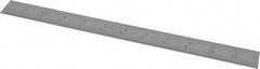 Starrett - 12" Long, 1/64, 1/32, 1/16, 1/8" Graduation, Rigid Spring Steel Rule - 4R Graduation Style, 1" Wide, Silver, Satin Chrome Finish - A1 Tooling