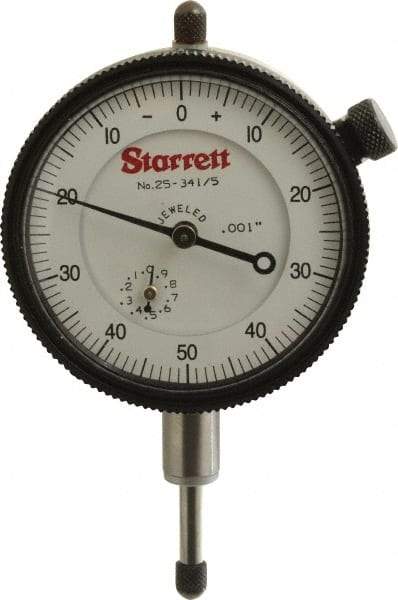 Starrett - 1/2" Range, 0-50-0 Dial Reading, 0.001" Graduation Dial Drop Indicator - 2-1/4" Dial, 0.1" Range per Revolution, Revolution Counter - A1 Tooling