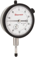 Starrett - 1/2" Range, 0-100 Dial Reading, 0.001" Graduation Dial Drop Indicator - 2-1/4" Dial, 0.1" Range per Revolution, Revolution Counter - A1 Tooling