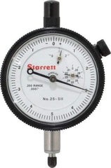 Starrett - 0.2" Range, 0-5-0 Dial Reading, 0.0001" Graduation Dial Drop Indicator - 2-1/4" Dial, 0.01" Range per Revolution, Revolution Counter - A1 Tooling