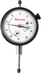 Starrett - 1" Range, 0-50 Dial Reading, 0.0005" Graduation Dial Drop Indicator - 2-1/4" Dial, 0.05" Range per Revolution, Revolution Counter - A1 Tooling