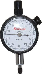 Starrett - 1/8" Range, 0-25-0 Dial Reading, 0.0005" Graduation Dial Drop Indicator - 1-11/16" Dial, 0.05" Range per Revolution, Revolution Counter - A1 Tooling