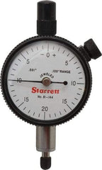 Starrett - 0.1" Range, 0-20-0 Dial Reading, 0.001" Graduation Dial Drop Indicator - 1-11/16" Dial, 0.04" Range per Revolution, Revolution Counter - A1 Tooling