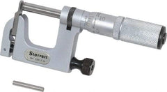 Starrett - 0 to 1 Inch Range, Carbide Face, Satin Chrome Coated, Mechanical Multi Anvil Micrometer - Friction Thimble, 0.001 Inch Graduation, 0.0002 Inch Accuracy - A1 Tooling