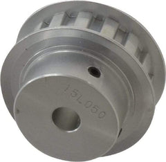 Power Drive - 15 Tooth, 3/8" Inside x 1.76" Outside Diam, Hub & Flange Timing Belt Pulley - 1/2" Belt Width, 1.79" Pitch Diam, 0.719" Face Width, Aluminum - A1 Tooling