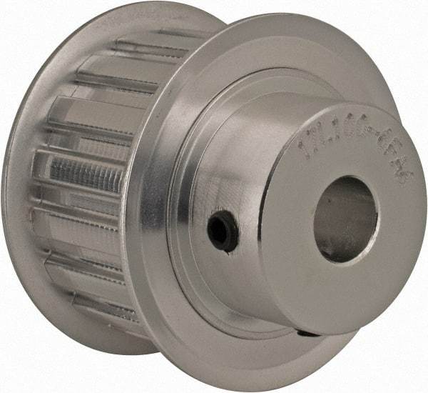 Power Drive - 17 Tooth, 1/2" Inside x 2" Outside Diam, Hub & Flange Timing Belt Pulley - 1" Belt Width, 2.029" Pitch Diam, 1-1/4" Face Width, Aluminum - A1 Tooling