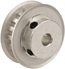 Power Drive - 18 Tooth, 1/4" Inside x 1-1/8" Outside Diam, Hub & Flange Timing Belt Pulley - 1/4" Belt Width, 1.146" Pitch Diam, 0.438" Face Width, Aluminum - A1 Tooling