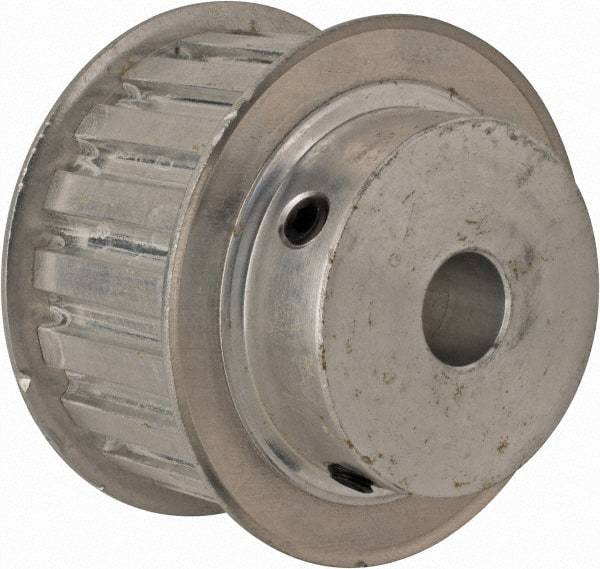 Power Drive - 19 Tooth, 1/2" Inside x 2.238" Outside Diam, Hub & Flange Timing Belt Pulley - 1" Belt Width, 2.268" Pitch Diam, 1-1/4" Face Width, Aluminum - A1 Tooling