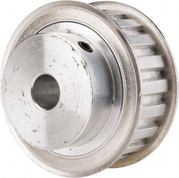 Power Drive - 20 Tooth, 1/2" Inside x 2.357" Outside Diam, Hub & Flange Timing Belt Pulley - 3/4" Belt Width, 2.387" Pitch Diam, 1" Face Width, Aluminum - A1 Tooling