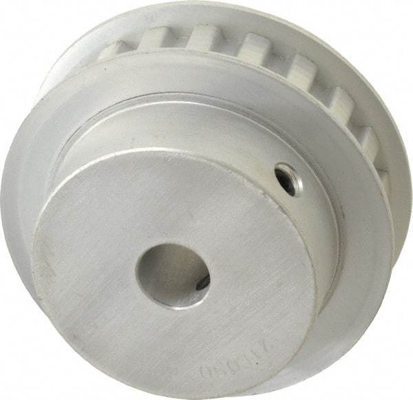 Power Drive - 21 Tooth, 1/2" Inside x 2.477" Outside Diam, Hub & Flange Timing Belt Pulley - 1/2" Belt Width, 2.507" Pitch Diam, 3/4" Face Width, Aluminum - A1 Tooling