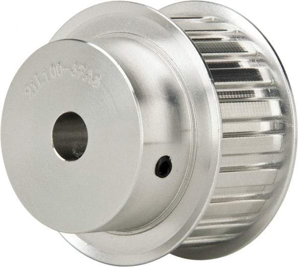 Power Drive - 21 Tooth, 1/2" Inside x 2.477" Outside Diam, Hub & Flange Timing Belt Pulley - 1" Belt Width, 2.507" Pitch Diam, 1-1/4" Face Width, Aluminum - A1 Tooling