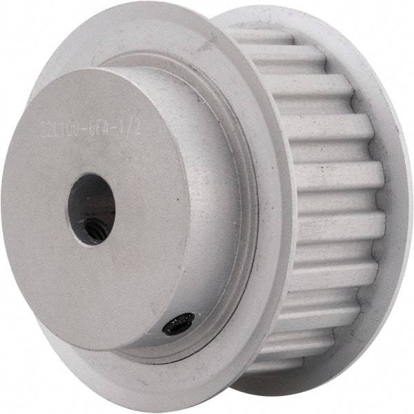 Power Drive - 22 Tooth, 1/2" Inside x 2.596" Outside Diam, Hub & Flange Timing Belt Pulley - 1" Belt Width, 2.626" Pitch Diam, 1-1/4" Face Width, Aluminum - A1 Tooling