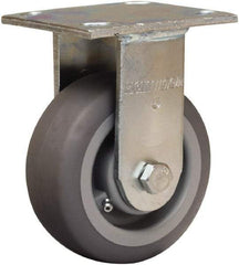 Hamilton - 5" Diam x 2" Wide x 7" OAH Top Plate Mount Rigid Caster - Rubber Mold on Polyolefin, 350 Lb Capacity, Straight Roller Bearing, 4 x 4-1/2" Plate - A1 Tooling